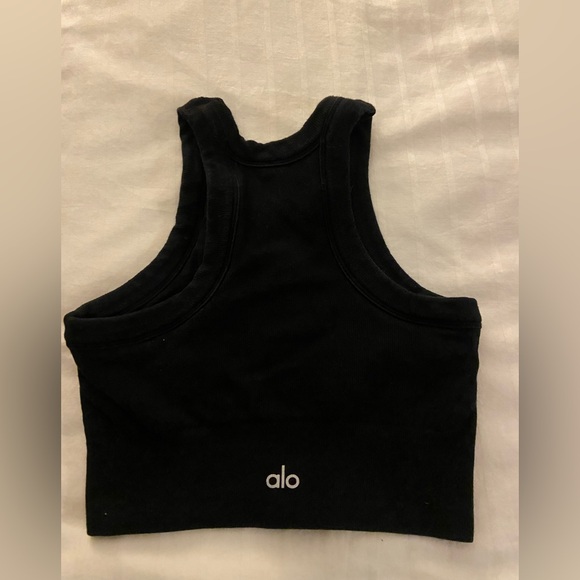 Alo seamless delight high neck sports bra in black - Picture 1 of 5